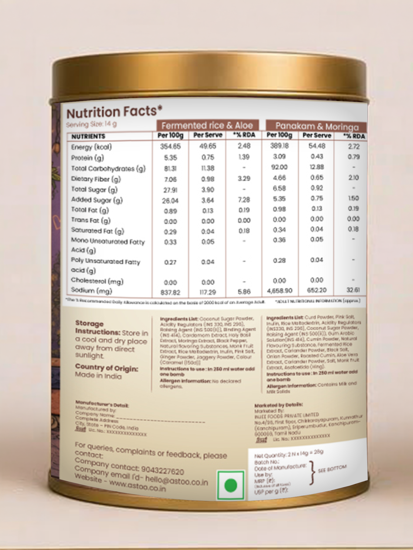 The Duo tin — nutrition facts